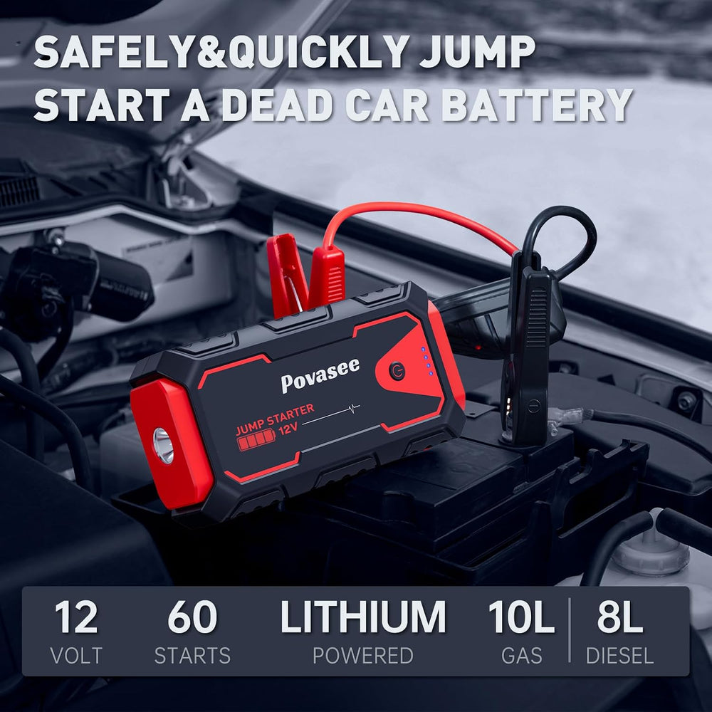 Povasee Jump Starter 5000A Car Jumper Starter, Model A30 12V Jump Box for Car...