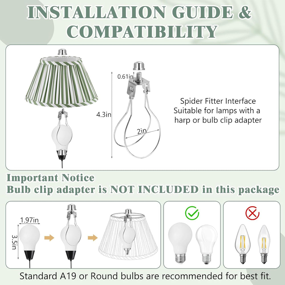 VIHOSE 2 Pack Striped Pleated Lamp Shades, Green, 5.5 x 10 x 7 in