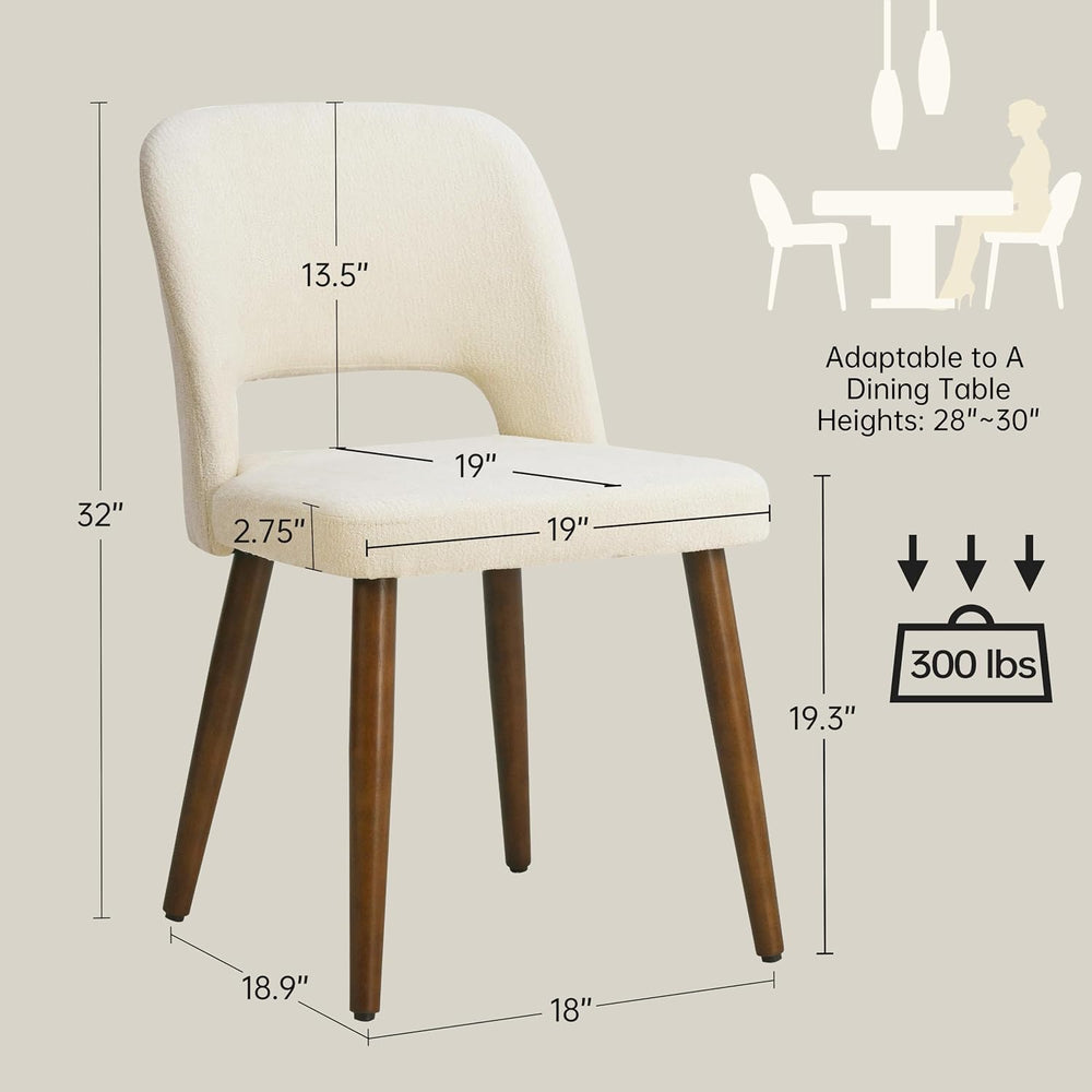 Usaint Wooden Dining Chairs Set of 6, Fabric Dining Room Chairs, Beige