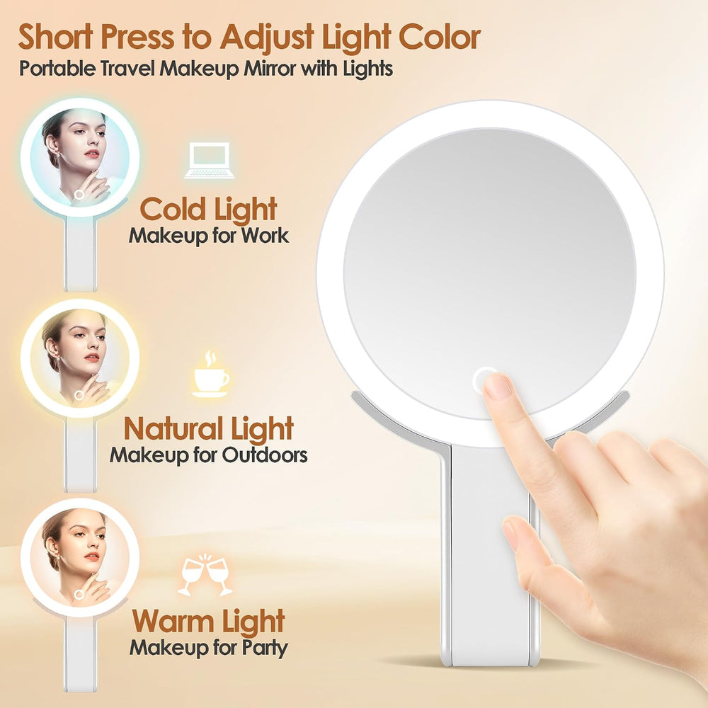 MIYADIVA Travel Makeup Mirror with Lights, Height Adjustable 30X/1X Double-Si...