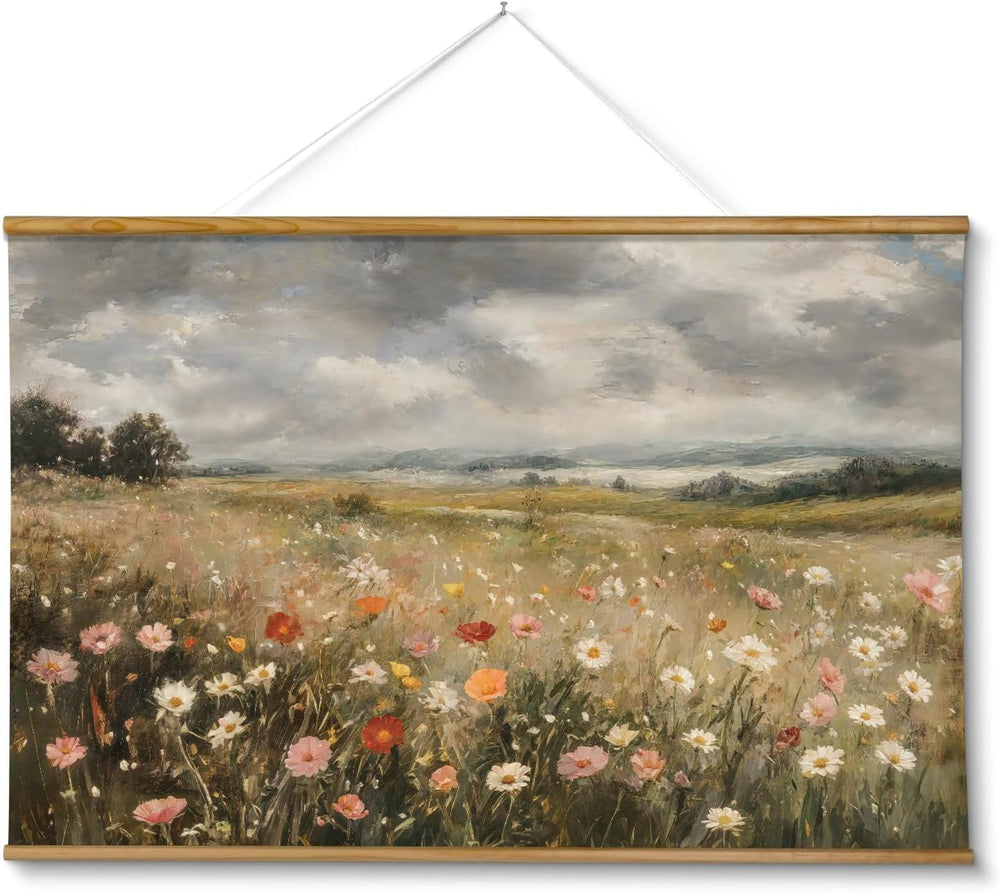 ARPEOTCY Extra Large Framed Wall Art, Colorful Wildflower Print, 36x54In