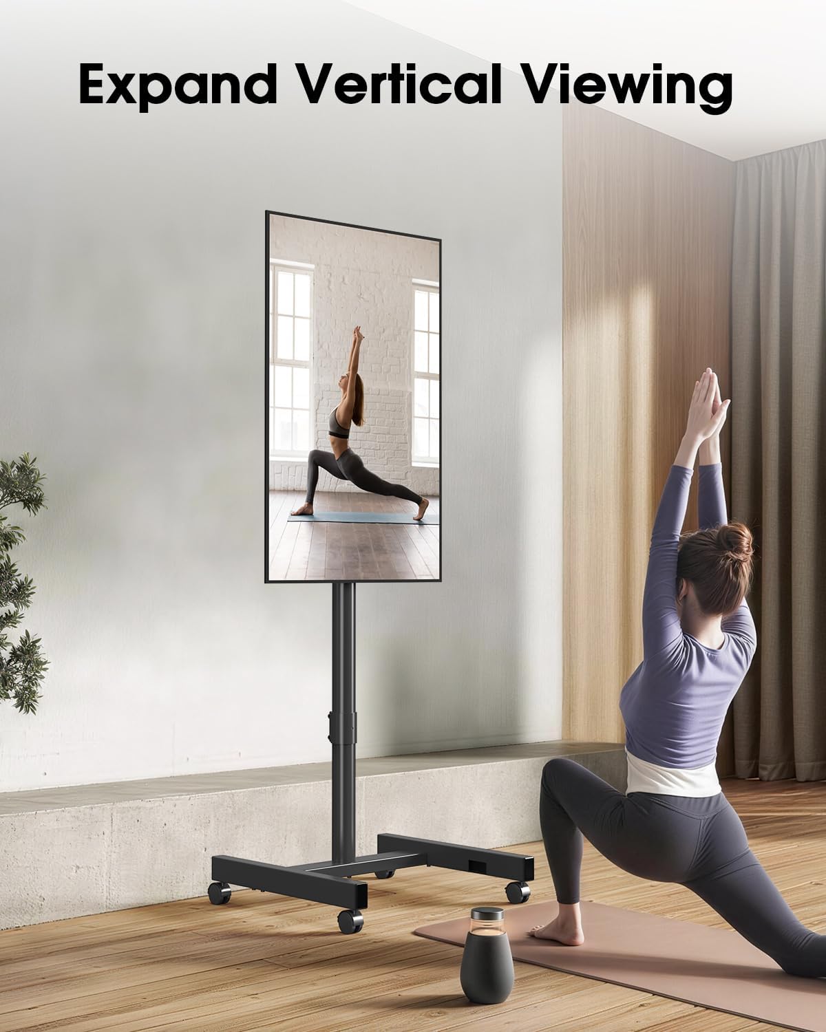 Rolling TV Stand for 13-50 Inch TVs/Screens, Sturdy 50mm Support Pole