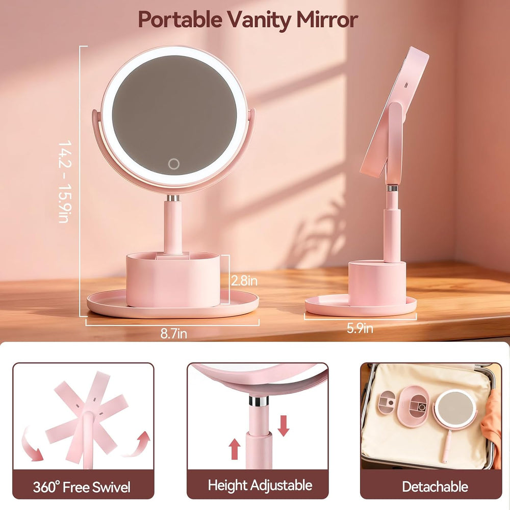 20X Magnifying Mirror with Lights and Storage, Double Sided Vanity Mirror