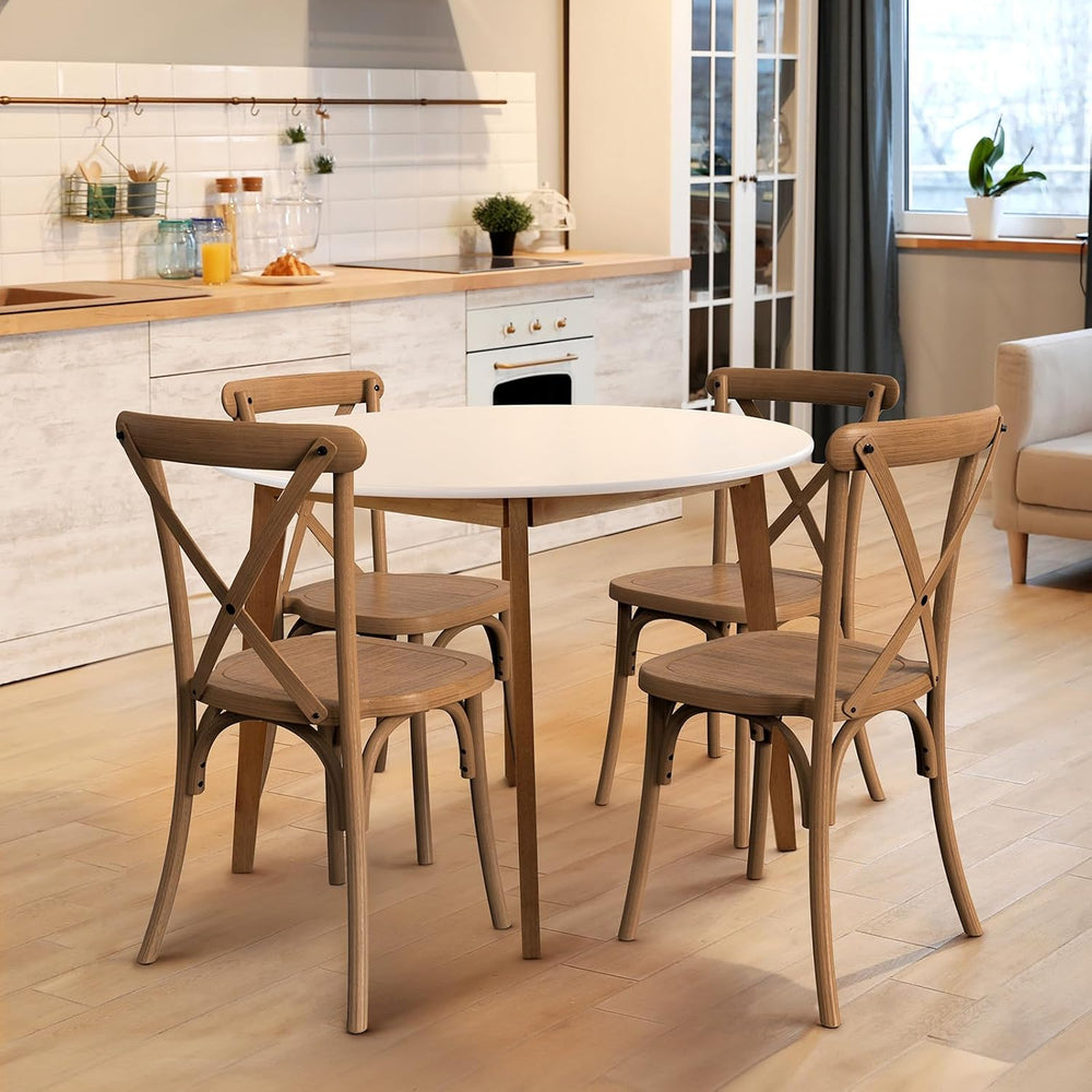 VINGLI Plastic Outdoor Dining Chairs Set of 4, Stackable Patio Farmhouse Brow...