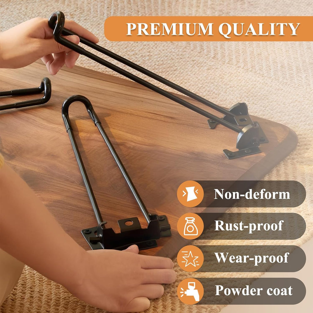 4Pcs Folding Hairpin Legs, 17 Inch Foldable Hairpin Furniture Coffee Table Le...