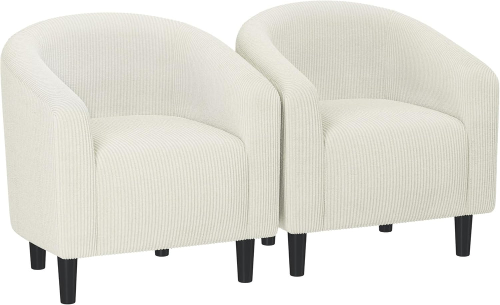Yaheetech Compact Corduroy Accent Chairs Set of 2 for Small Spaces, Beige