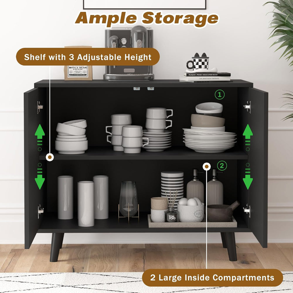 weselon 63" Sideboard Buffet Cabinet Set of 2, Modern Accent Cabinet wit...