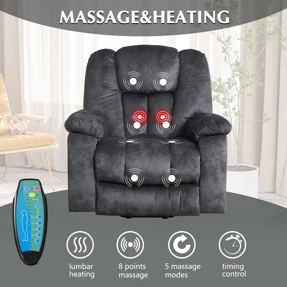 CANMOV Large Power Lift Recliner Chair with Massage, Heat, and USB for Elderl...