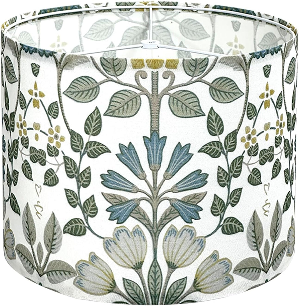 Drum Lamp Shade, Blue Floral Print, 13 x 13 x 10 Inch
