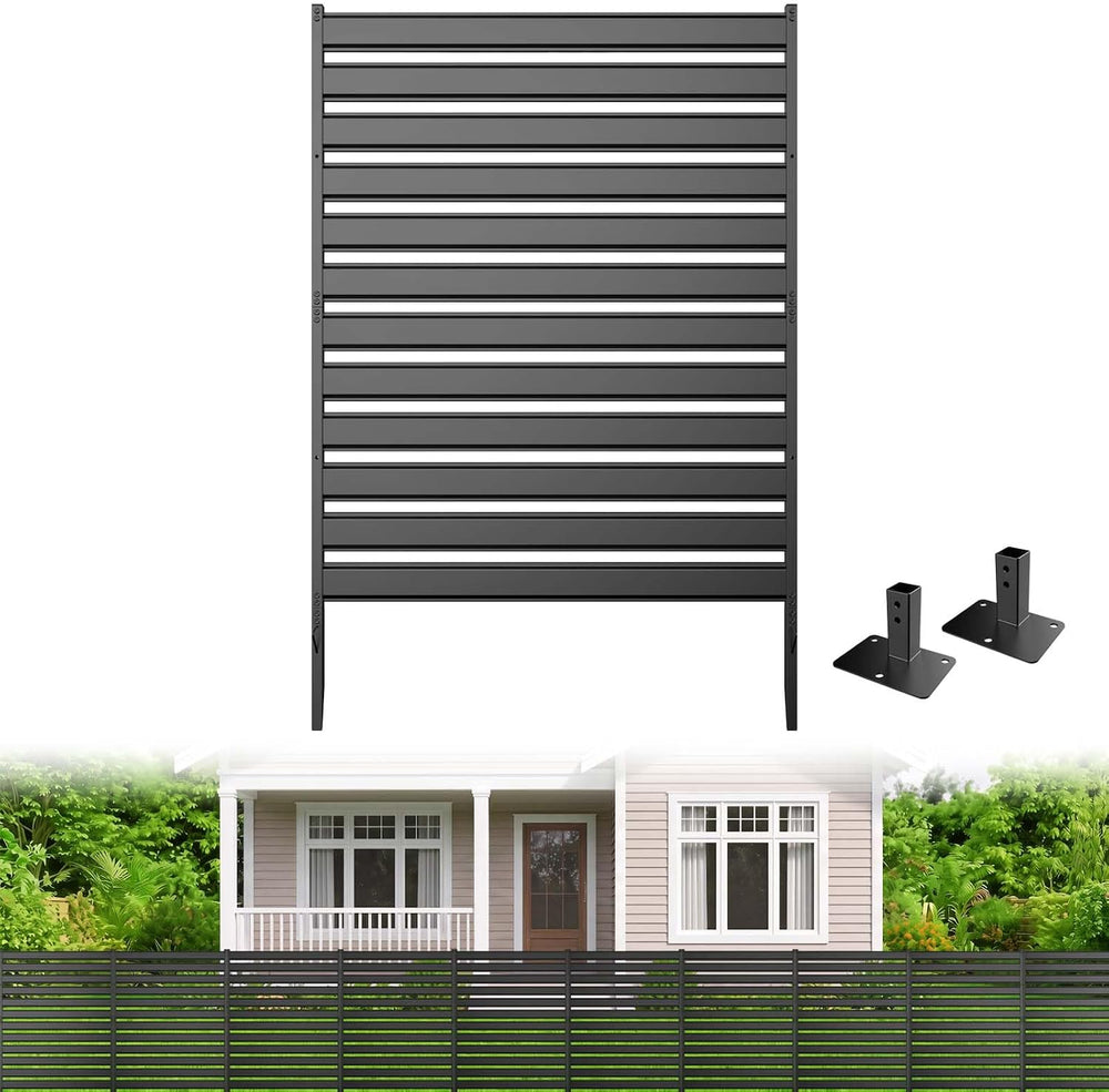 Metal Privacy Screen Outdoor, 1-Panel No-Dig Privacy Fence 38 in W x 48 in H ...