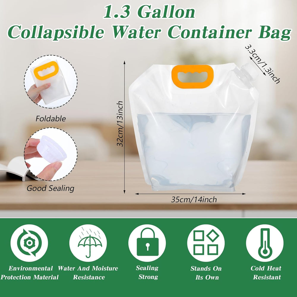 12 Pack 1.3 Gallon Collapsible Water Storage Bag