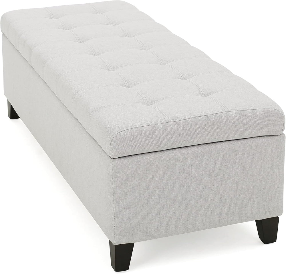 Christopher Knight Home Mission Fabric Storage Ottoman, Light Grey