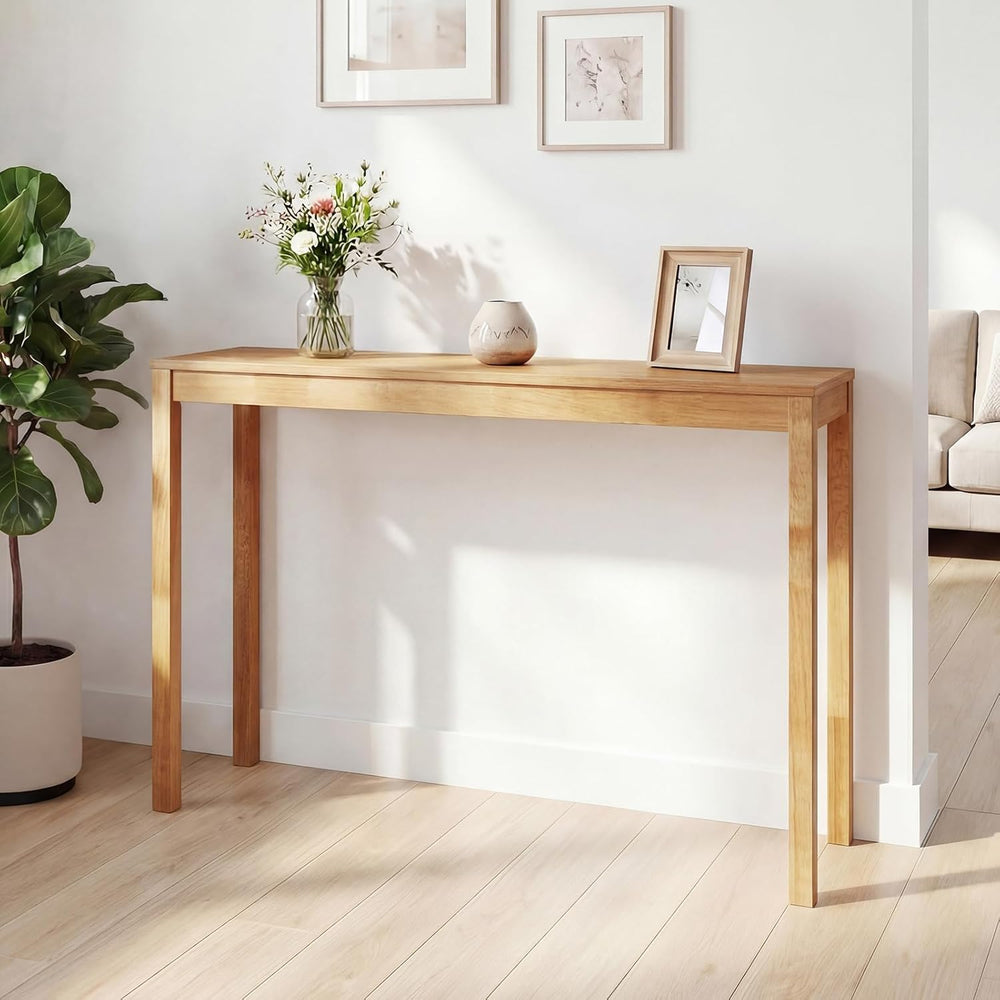 GIANTEX Natural Wood Console Table, 48" Narrow Entryway Table