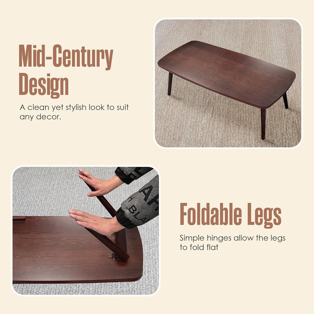 Japanese Floor Table, Folding Coffee Table, 39"Lx20"Wx13"H, Br...