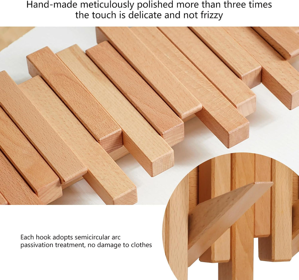 Coat Rack Wall Mount Piano Flip Down Wall Hook Rack 6 Hooks Beech
