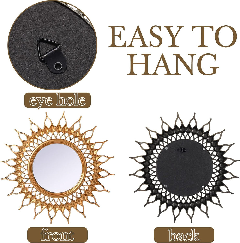 Namalu 6 Pcs Sunburst Round Mirror for Wall Decor, Classic, Gold