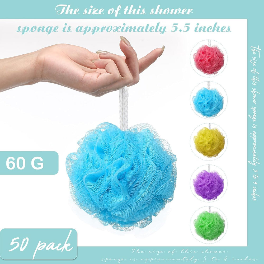 Nitial 50 Pcs Large Bath Shower Loofah Sponge Bulk 60g, Fresh Color