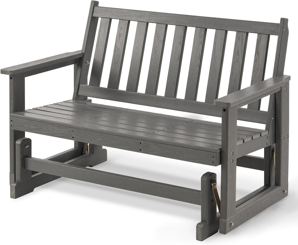 Furnimart Patio Glider Bench, HDPE All-Weather Outdoor Glider for 2-Person, H...