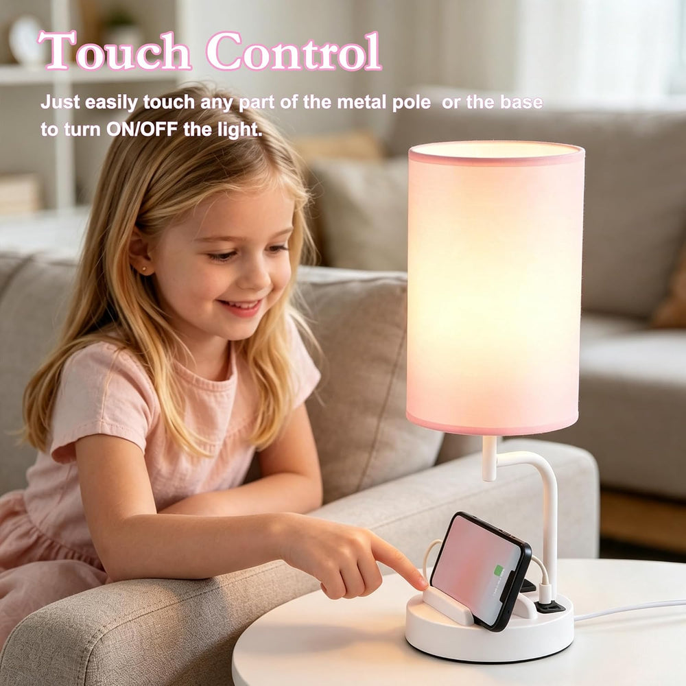 Dreamholder Touch Control USB Table Lamp with USB C/A & AC Outlet, 3-Way ...