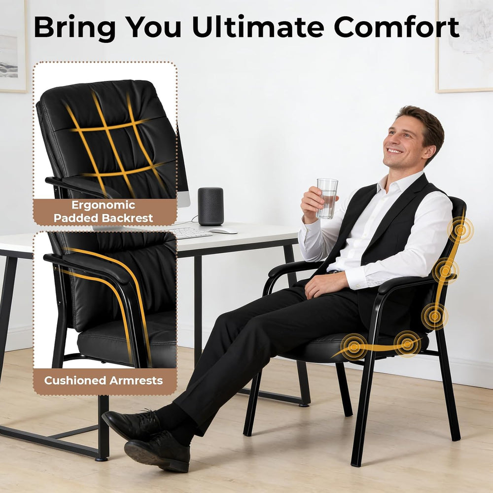 OLIXIS Office Waiting Room Guest Chair Set of 2, 500lbs, Faux Leather