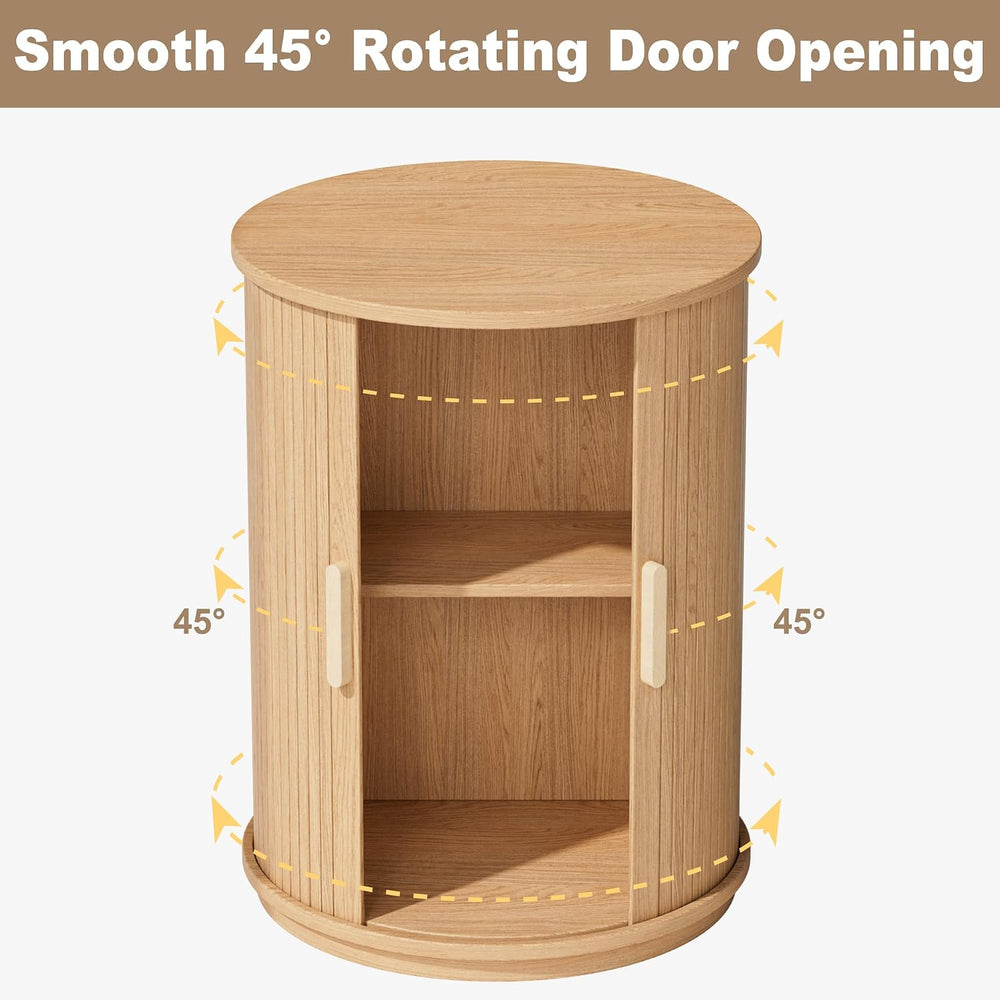 INNOD Side Table with Storage for Living Room, Round End Table with Sliding T...
