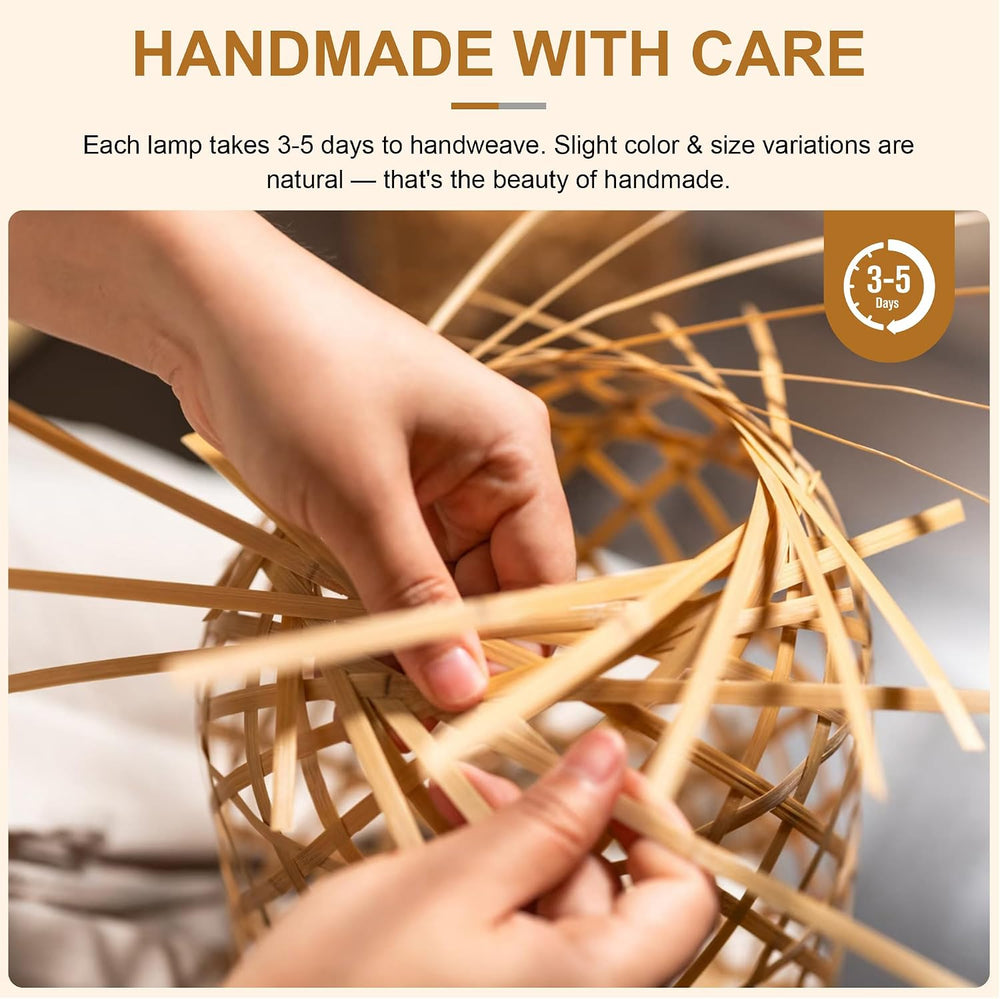 Frideko Bamboo Lantern Plug in Wall Sconces Wicker Wall Lamp with Plug in Cor...