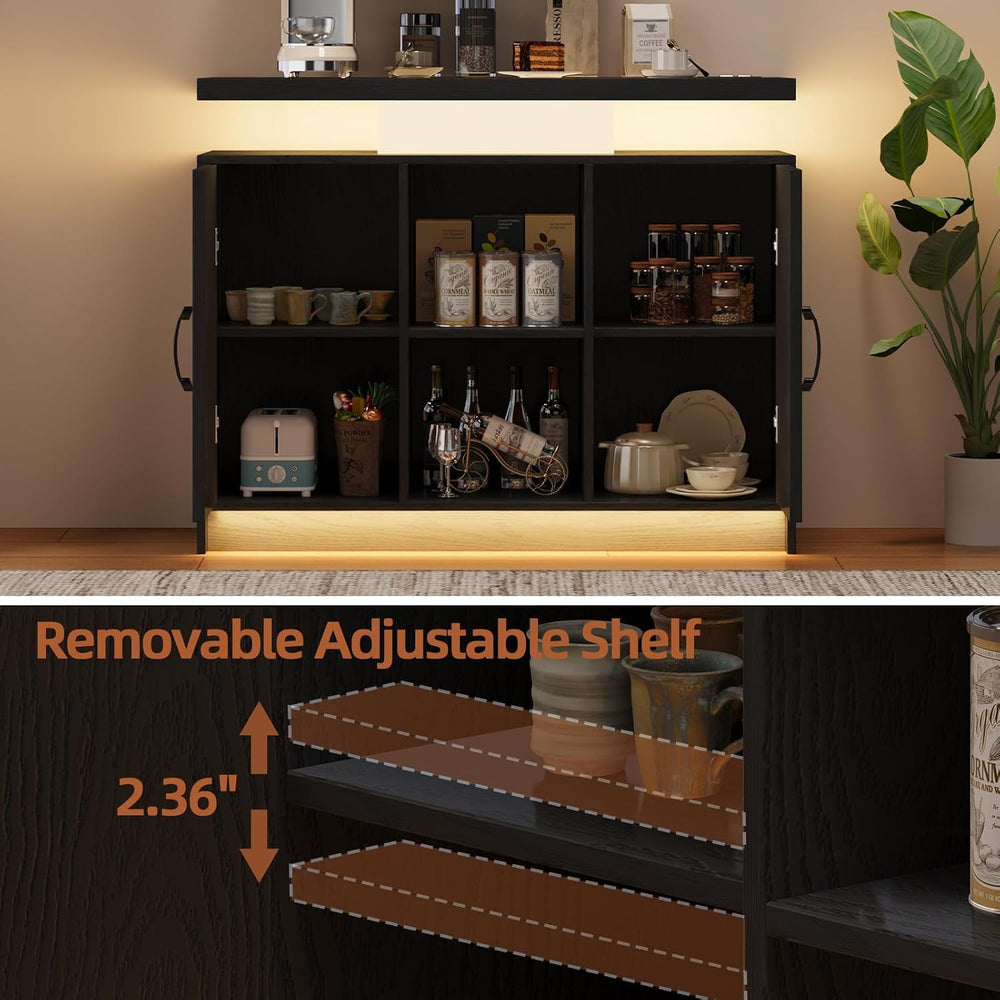 4 EVER WINNER 40-Inch Coffee Bar Cabinet with Storage and Charging Station