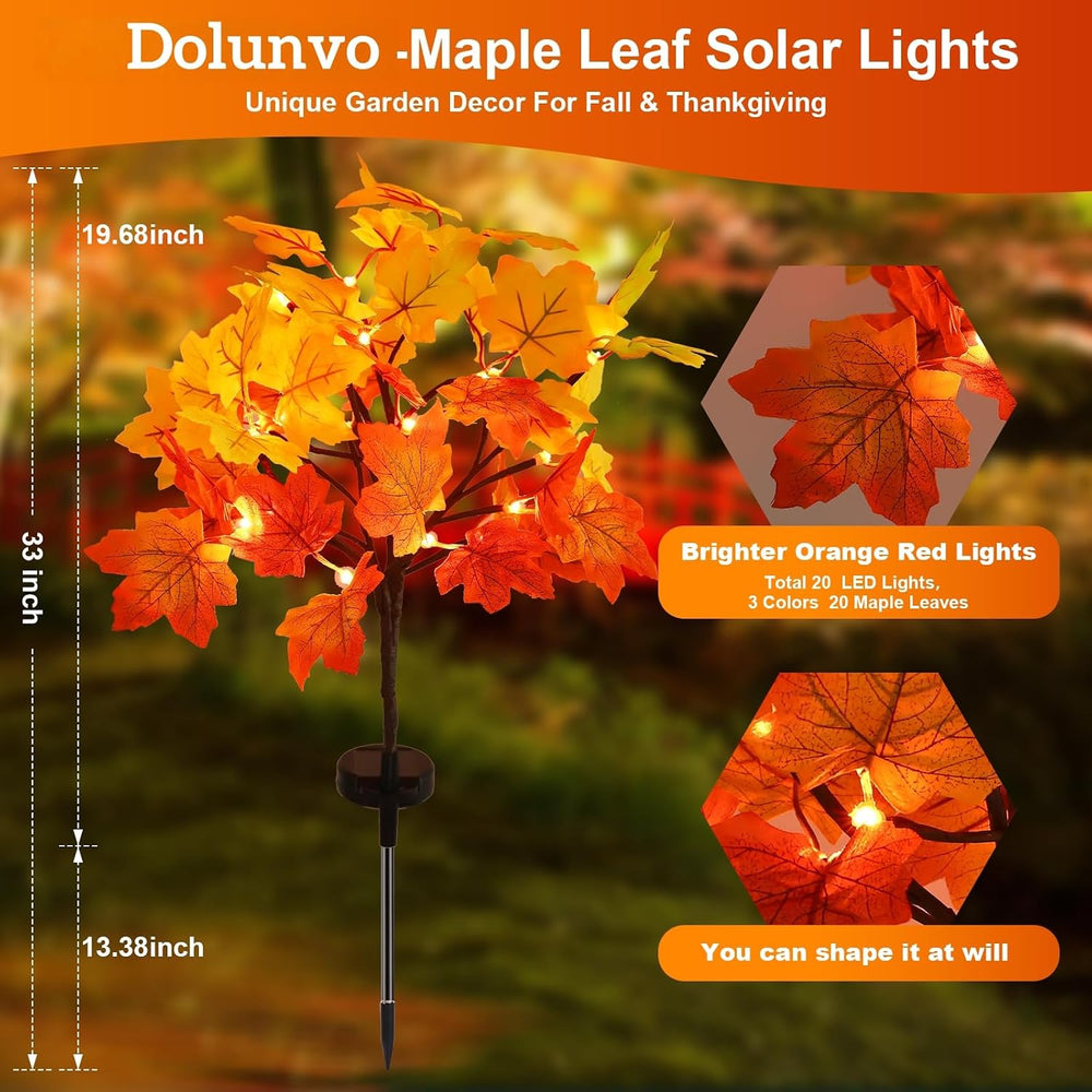 4Pack Fall Solar Lights Outdoor Waterproof,80LED 160 Maple Leaves Solar Garde...