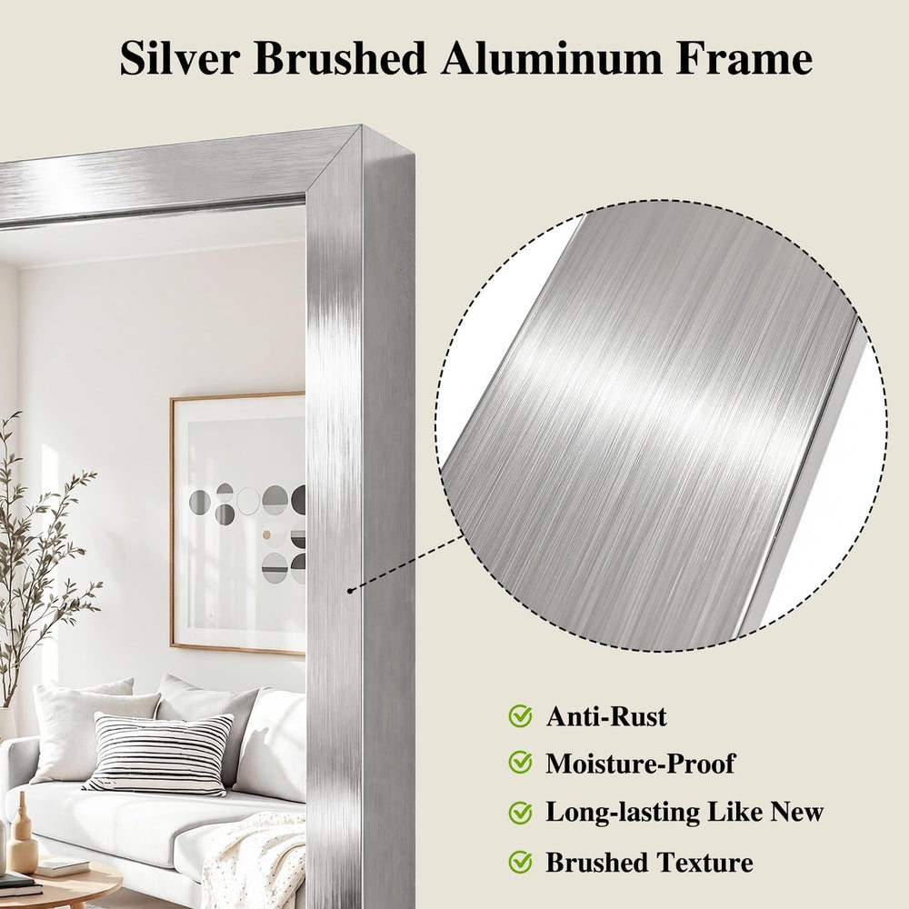 Koonmi Silver Rectangle Wall Mirror, 26x38 Inch Bathroom Mirror, Aluminum Fra...