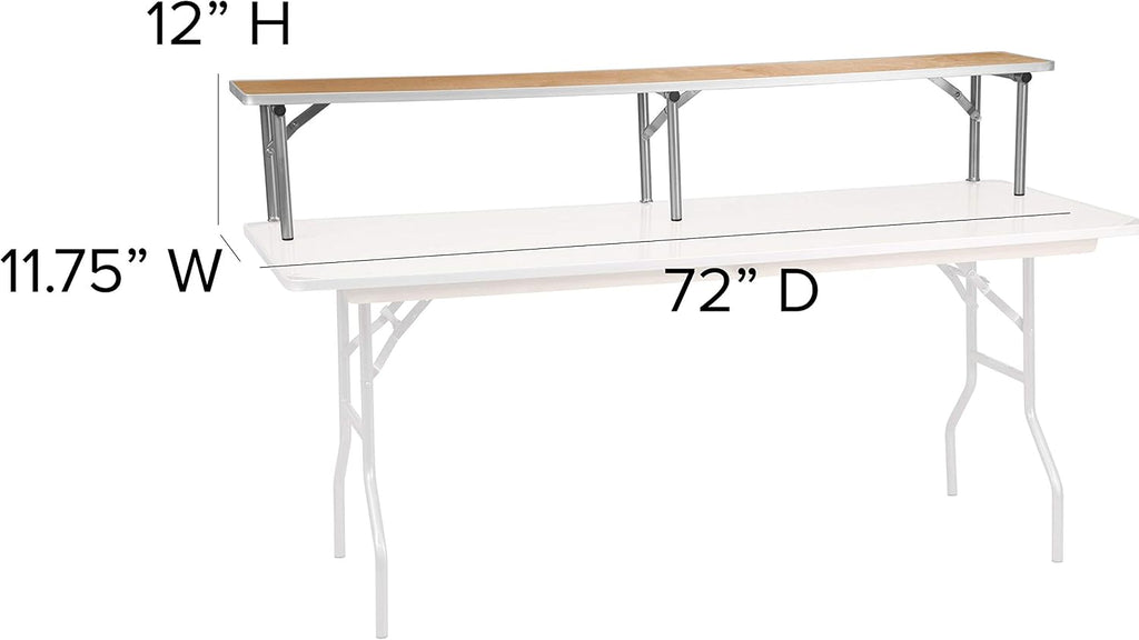 EMMA + OLIVER 72" x 12" x 12" Birchwood Bar Top Riser with Silver Leg