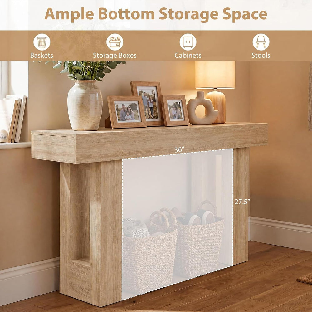 GIANTEX 63" Long Console Table, Farmhouse Wooden Rectangular Sofa Table