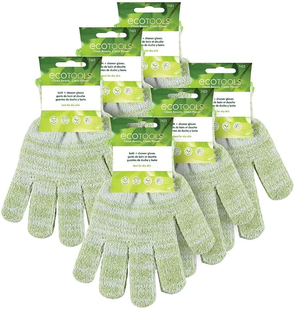 EcoTools Bath + Shower Gloves 6 Pack, Exfoliating Shower Gloves