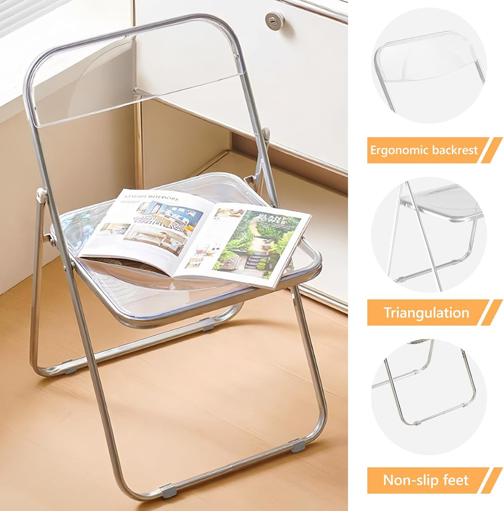 JPBSTO 12 Pack Crystal Clear Folding Chairs - Premium Bulk Stackable for Exhi...