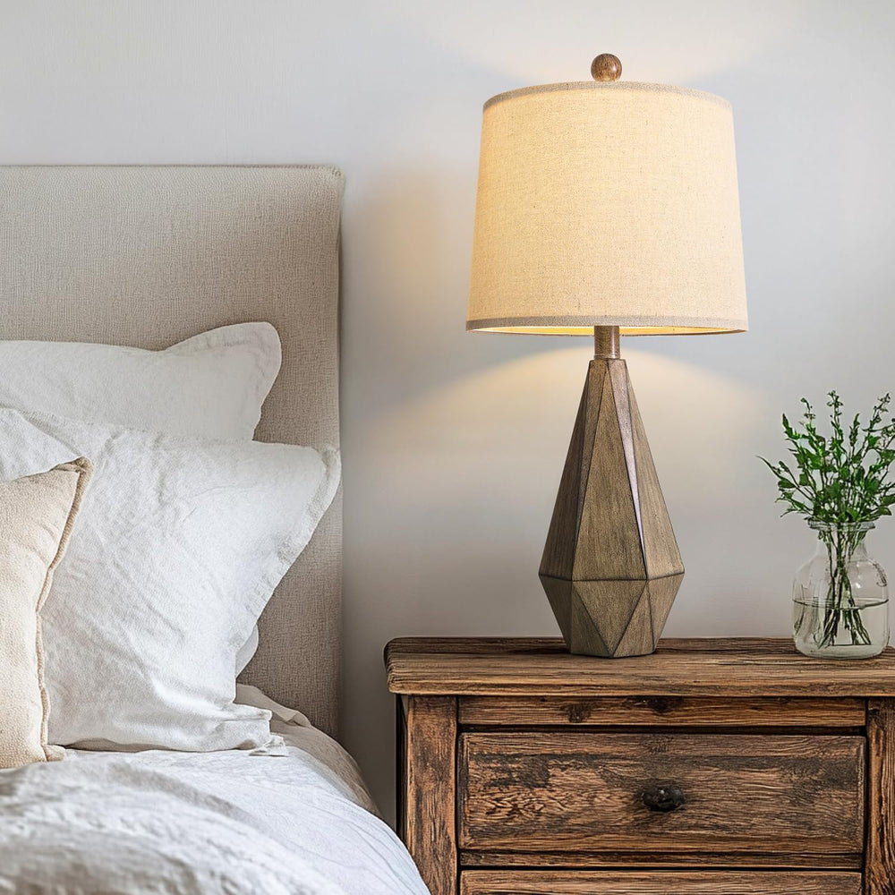 PoKat 23'' Farmhouse Table Lamps Set of 2, Brown Rustic Lamps for Liv...