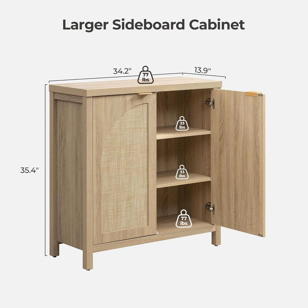 SICOTAS 102" Rattan Sideboard Buffet Cabinet with Storage Credenza Set of 3