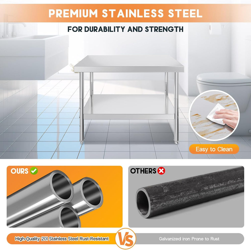 Jocisland 48 x 30-Inch Stainless Steel Prep and Work Table