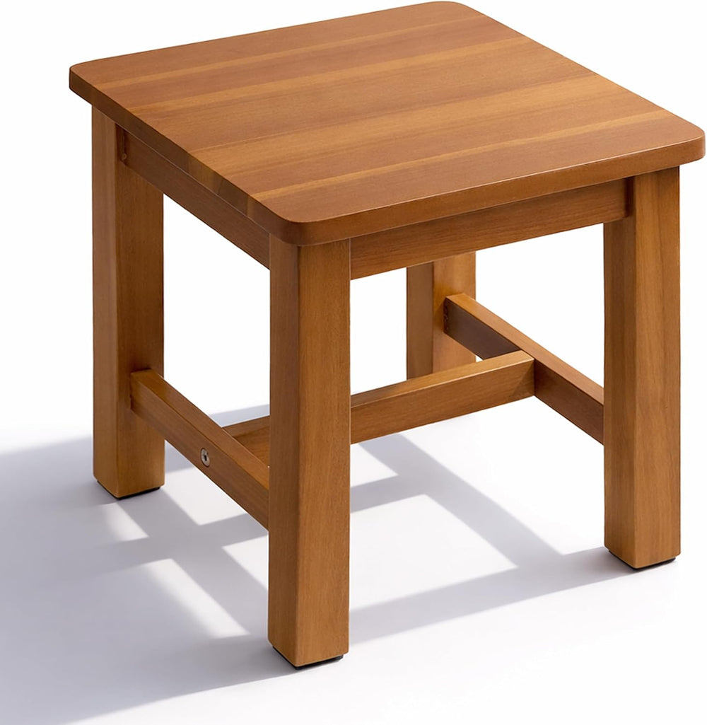Small Solid Wood Step Stool, Golden Teak, Home Kitchen Bathroom