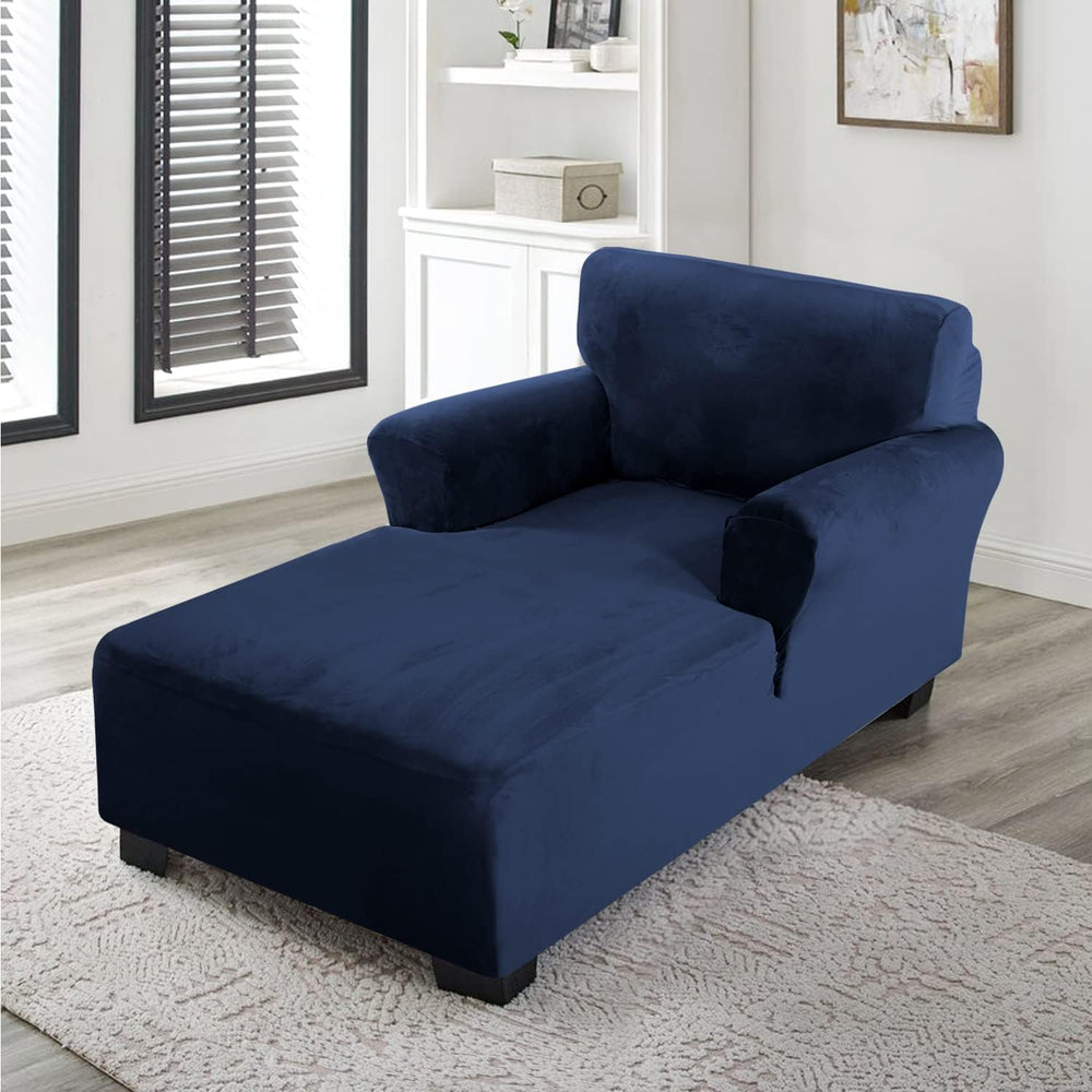 FantasDecor Velvet Chaise Lounge Cover Stretch Double Arm Chair Slipcover for...
