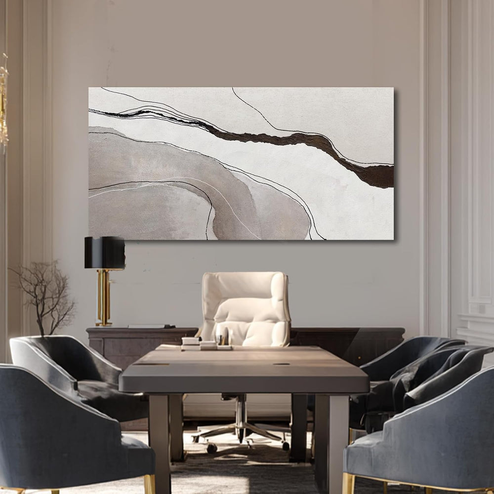 YLLTIEM Beige Gray Abstract Wall Art Canvas Print Modern Minimalist for Livin...