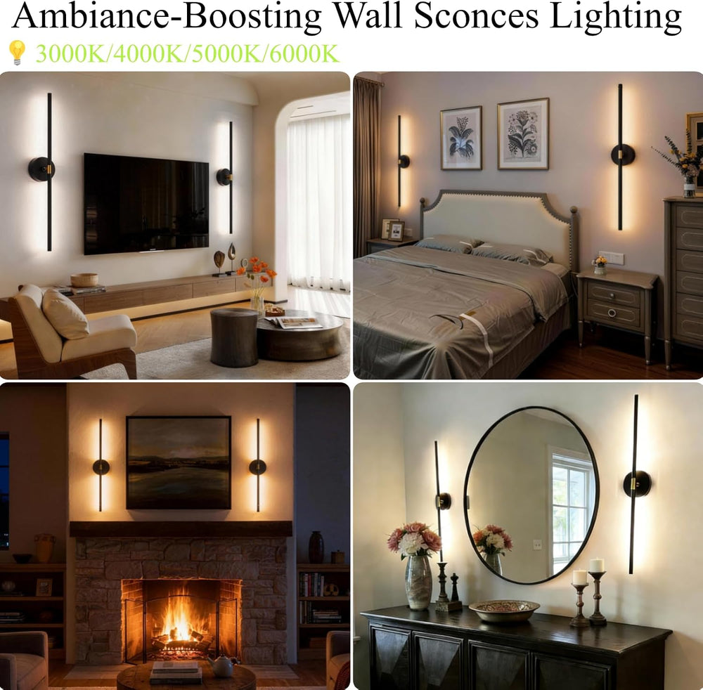 Battery Operated Wall Sconce Set of 2: 10000mAh Wireless Sconces Rechargeable...
