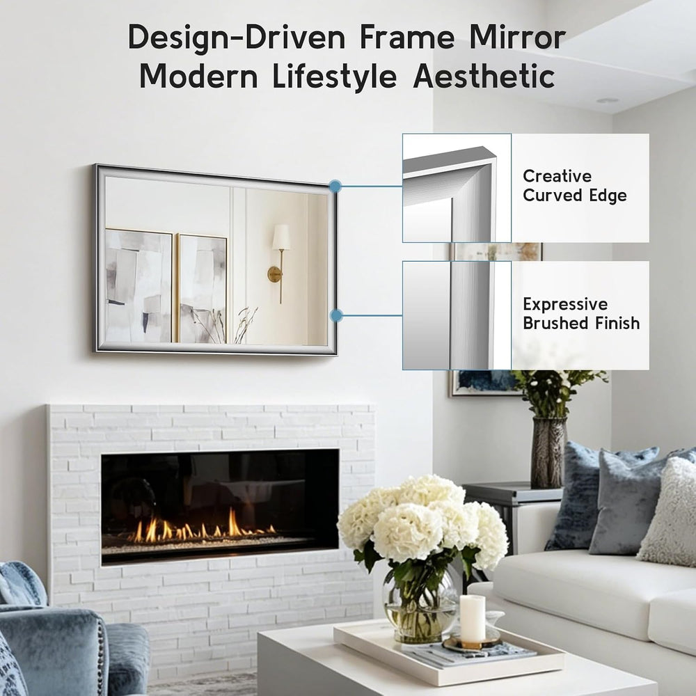 Brushed Nickel Bathroom Mirrors for Over Sink 24x36 Inch