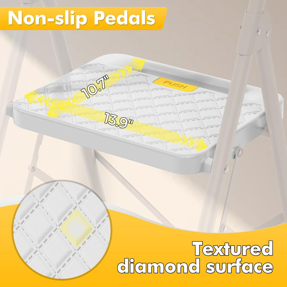 KINGRACK 2 Step Ladder, Folding Step Stool with Safety Lock & Sturdy Anti...