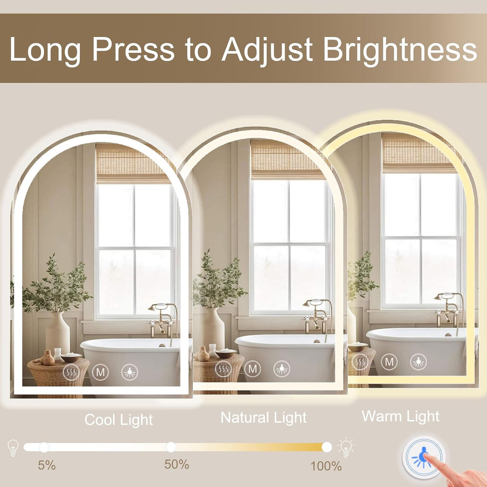 Arched LED Bathroom Mirrors with Lights 30"x40" Anti-Fog,LED Mirror...