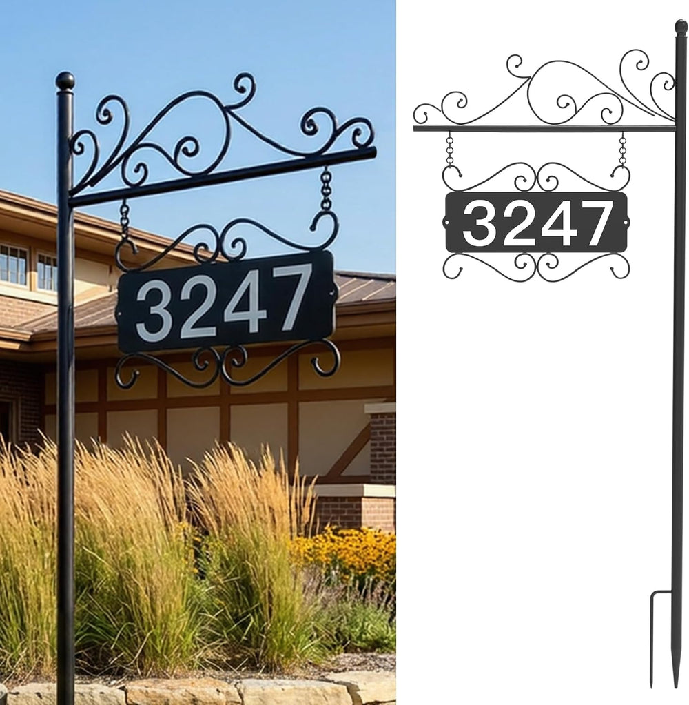 Metal Address Plaque,Double-Sided Street House Numbers for Outside