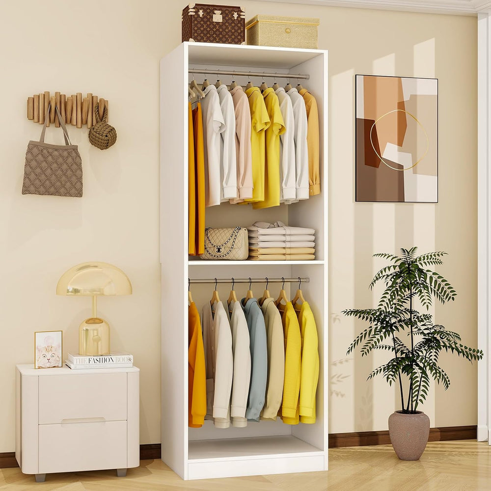Closet System with 3 Hanging Rods& Shelf , 2FT Small Closet Organizer Sys...