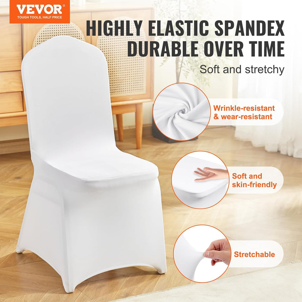 VEVOR 100 Pcs White Chair Covers Polyester Spandex Chair Cover Stretch Slipco...