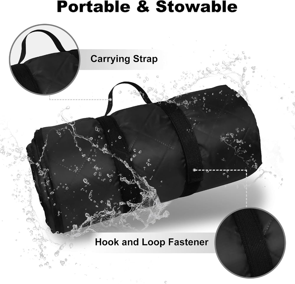 Waterproof Outdoor Blanket 62"x51" Sherpa Fleece 300GSM Black