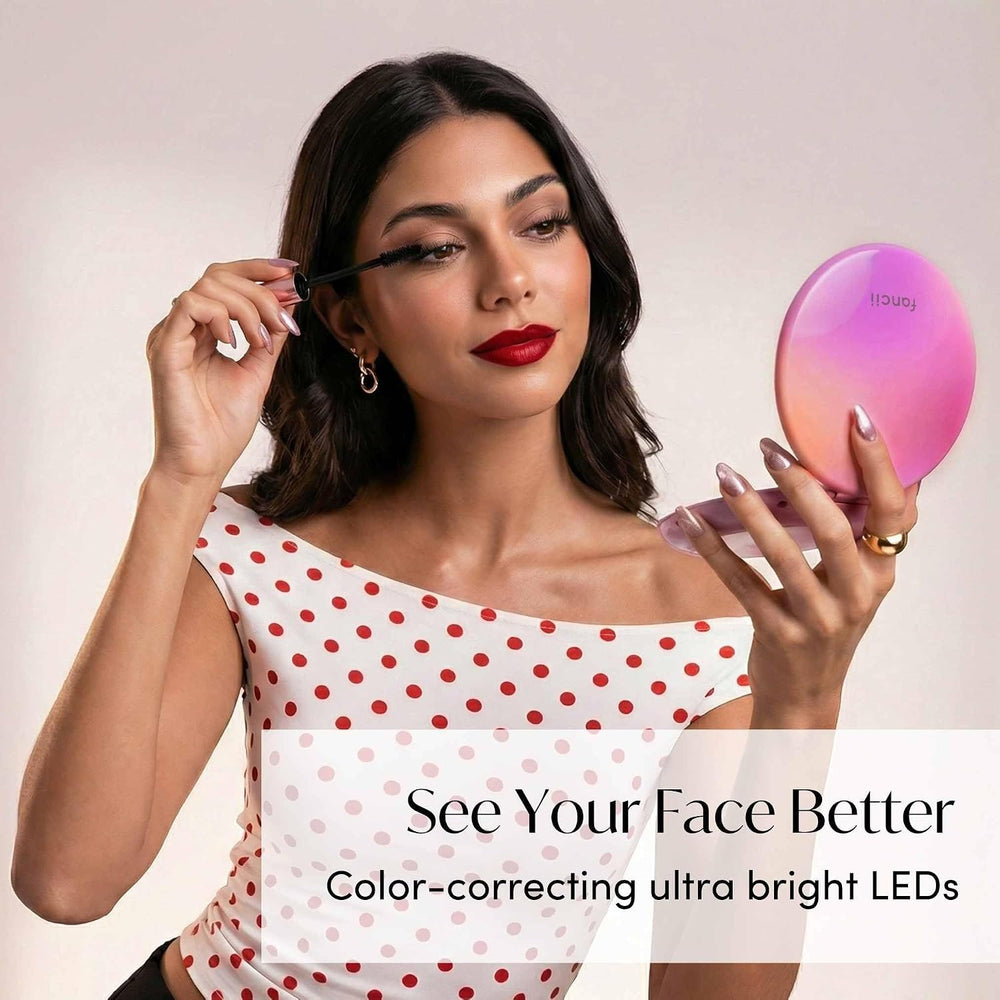 Fancii Taylor LED Lighted Travel Makeup Mirror, Rechargeable, 10x /1x Magnify...