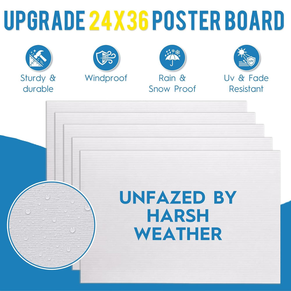 24"X36" Corrugated Plastic Board, 4MM Poster Board, 5-Pack