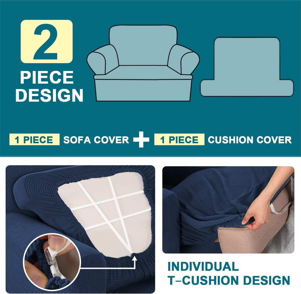 Turquoize T Cushion Chair Slipcover Armchair Slipcover for Living Room Stretc...
